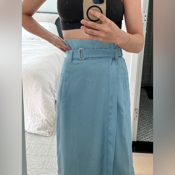 Tibi Belted Midi Skirt in Blue Lyocell - Picture 3 of 6